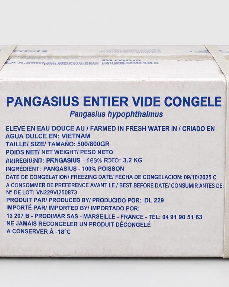 Pangasius entier vide congelé 3,2KG