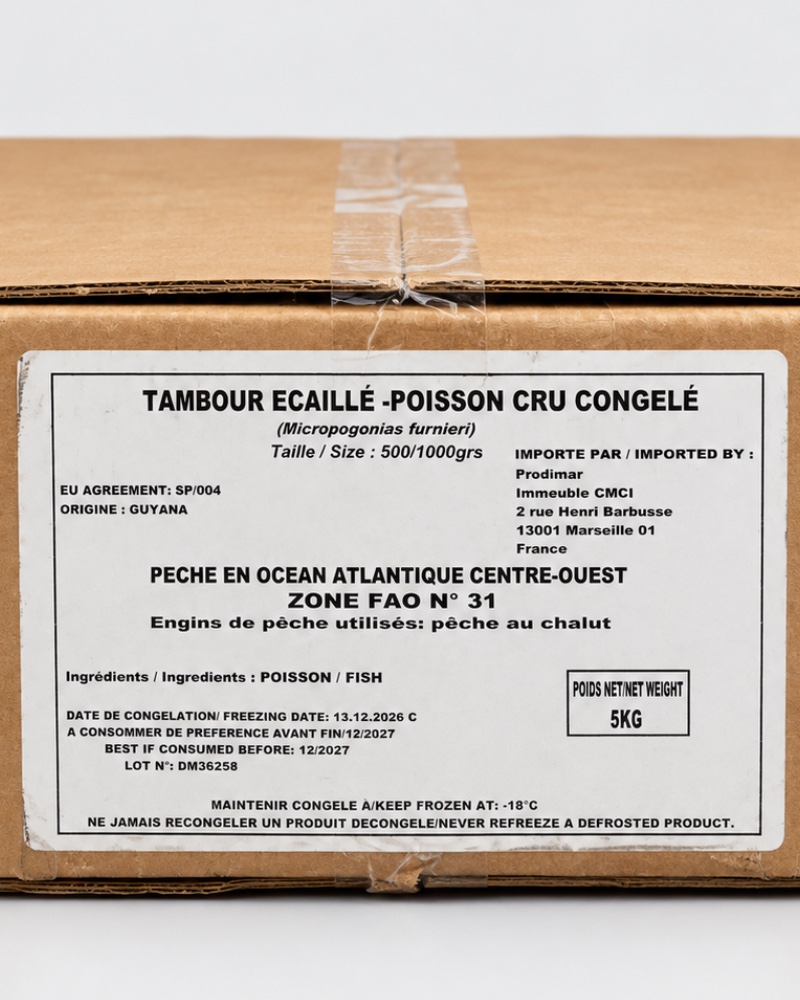 Tambour écaillé-poisson cru congelé 5KG