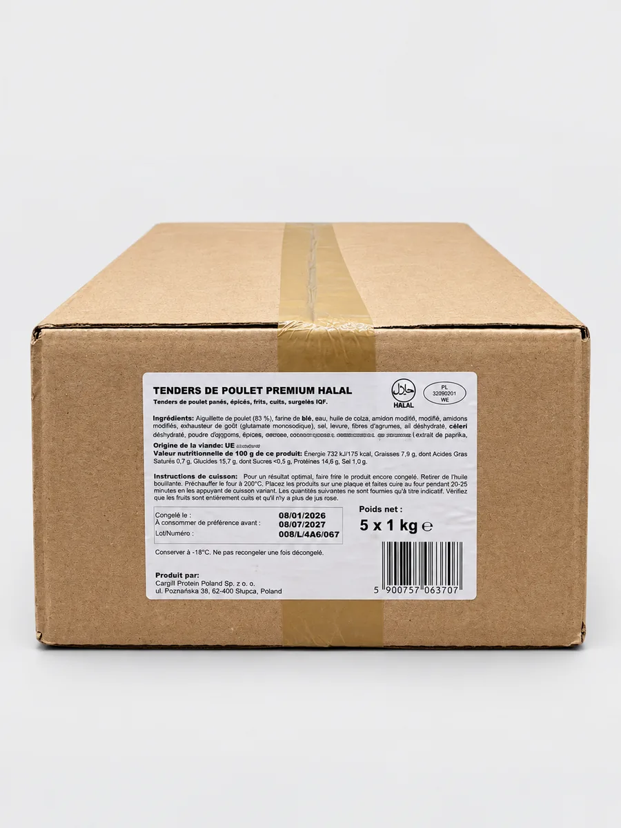 Tenders de poulet premium halal 5 x 1KG